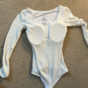 Ivory Henley ribbed bodysuit with built in cups